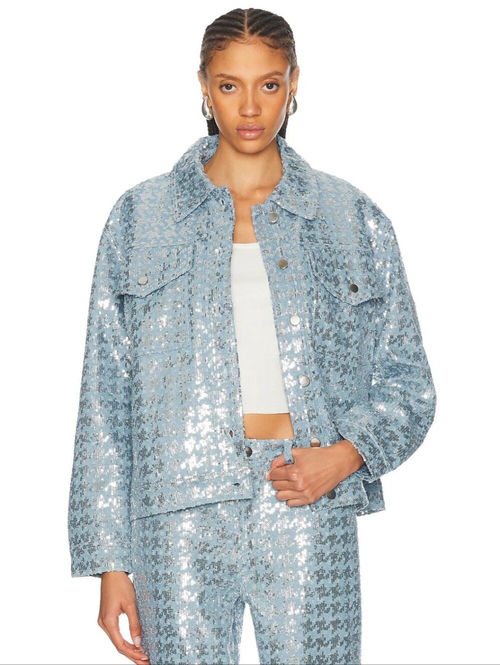 NWOT. Siedres Spar Sequin Denim  Shirt/Jacket
